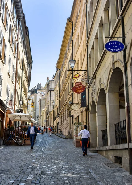 Geneva Suíça Agosto 2019 Famoso Pedestre Rue Cite Rua Cidade — Fotografia de Stock