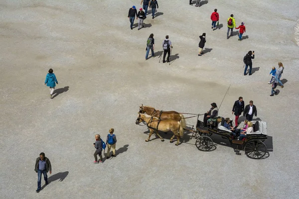 Зальцбург Австрія Липня 2017 Horse Carriage Residenzplatz Square Unesco World — стокове фото