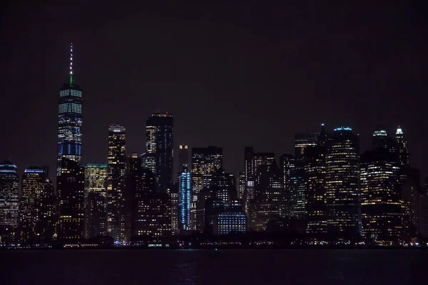 Horizonte Nova Iorque Noite Vista Rio Hudson Nova York Eua — Fotografia de Stock