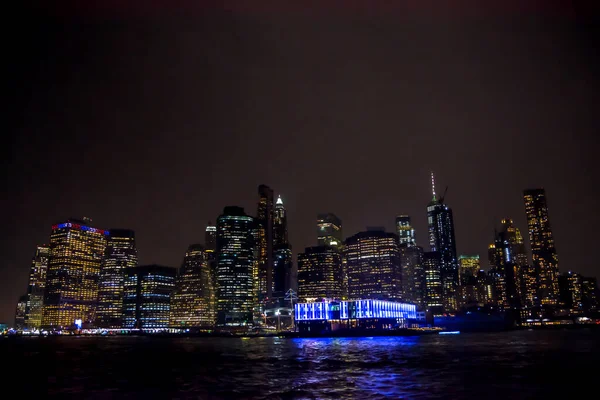 New York City Skyline Nuit Vue Depuis Hudson River New — Photo