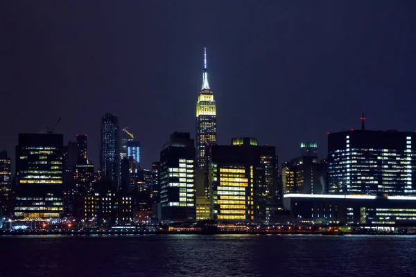 Noci Panorama New Yorku Pohled Hudson River New York Usa — Stock fotografie