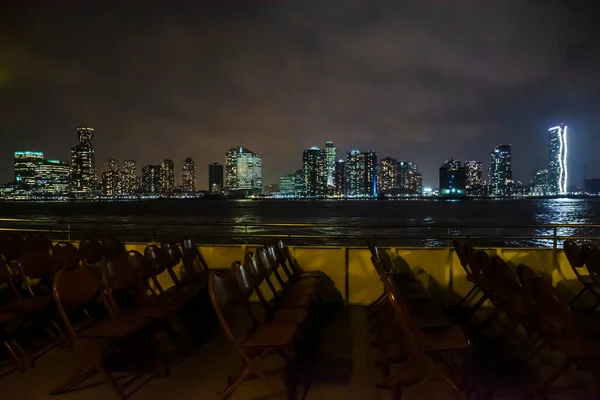 Ciudad Nueva York Skyline Por Noche Vista Desde Río Hudson —  Fotos de Stock