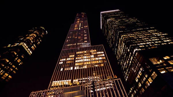 Σύγχρονοι Ουρανοξύστες Νύχτα Στη Νέα Υόρκη Ηπα Εικόνα Αρχείου