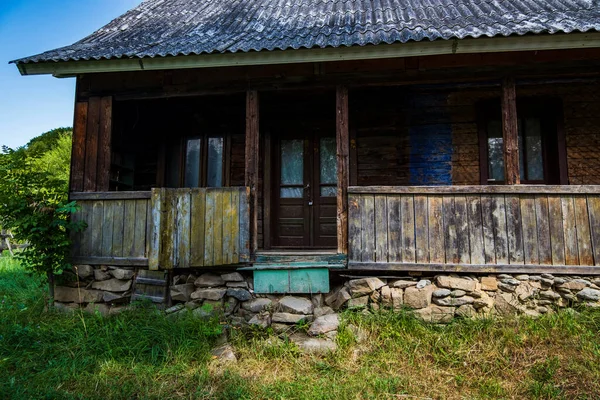 Traditionelle Alte Holzhausfassade Maramures Rumänien — Stockfoto