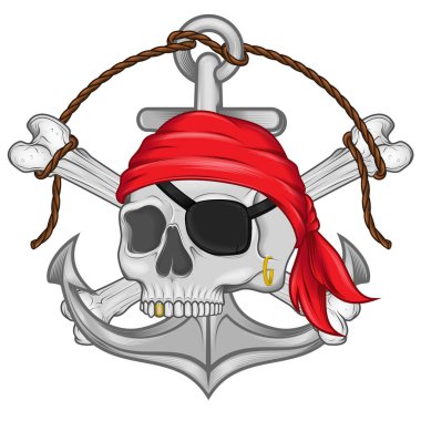 Korsan kafatası çapasının vektör tasarımı