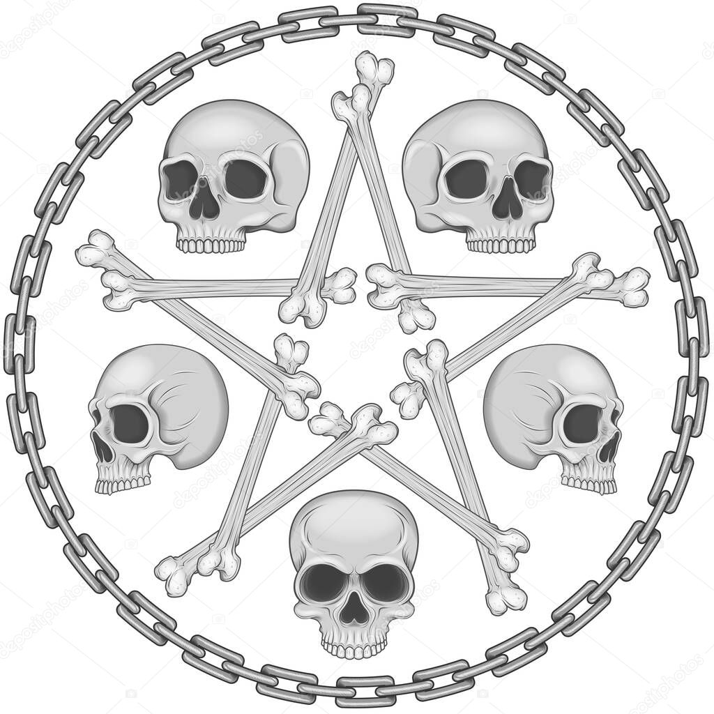 Bone star skull design with chains