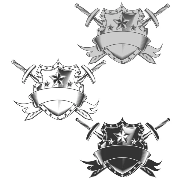 Graustufenband Wappen Vektordesign — Stockvektor
