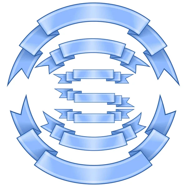 Conception Vectorielle Différents Types Rubans Courbes Droites Tout Sur Fond — Image vectorielle