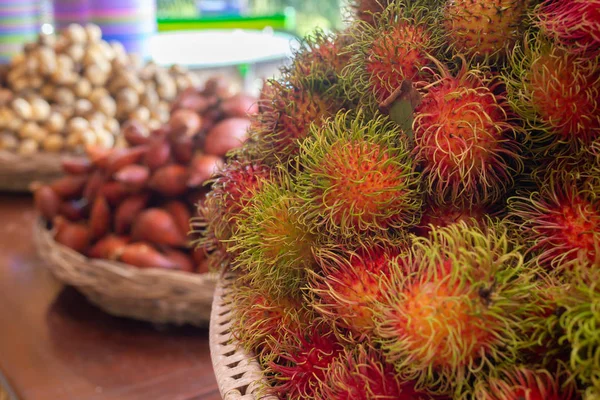 Kitchen Table Varieties Asian Fruits View Top Table — Stock Photo, Image