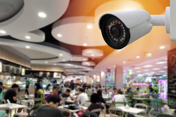 CCTV jest nagrywanie w niewyraźne tło sądu żywnościowego. — Zdjęcie stockowe