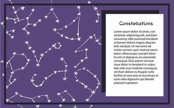 Schemi di 12 segni zodiacali. Illustrazione vettoriale dell'oroscopo della costellazione. Modello per cartolina, opuscolo, pagina, opuscolo. — Vettoriale Stock