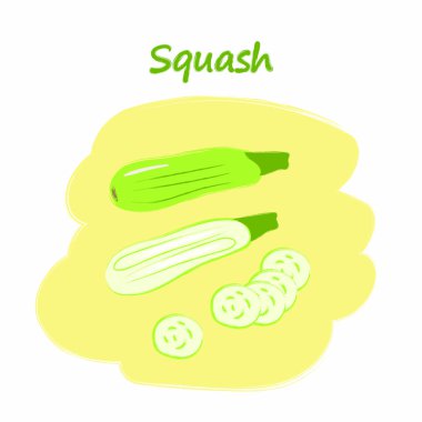 Dilimlenmiş sebzeler, tatlı çizimler, dilimlenmiş kabak.