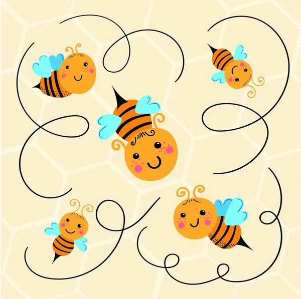 Honingraat en honing, geel patroon. Vector — Stockvector