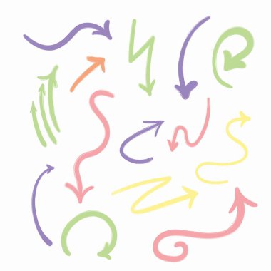 skeç ok seti, izole vektör işaretleri, illüstrasyon