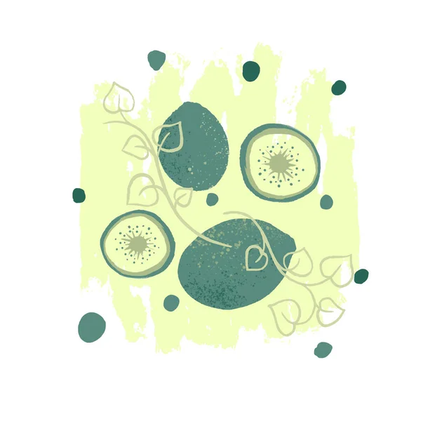 Illustration vectorielle abstraite avec kiwi. Un ensemble isolé pour votre conception de carte postale, menu, bannière, affiche, — Image vectorielle