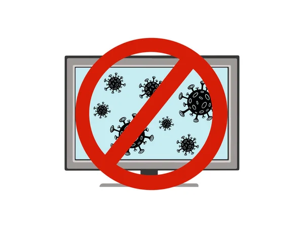 Arrêter le coronavirus sur un écran d'ordinateur Illustration vectorielle — Image vectorielle