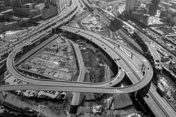 Πανοραμική Θέα Των Διατομών Κυκλοφορίας Των Διατομών Και Των Αυτοκινητοδρόμων — Φωτογραφία Αρχείου
