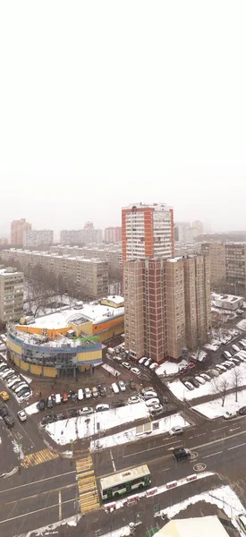 Vue Panoramique Sur Ville Rivière Après Que Première Neige Soit — Photo