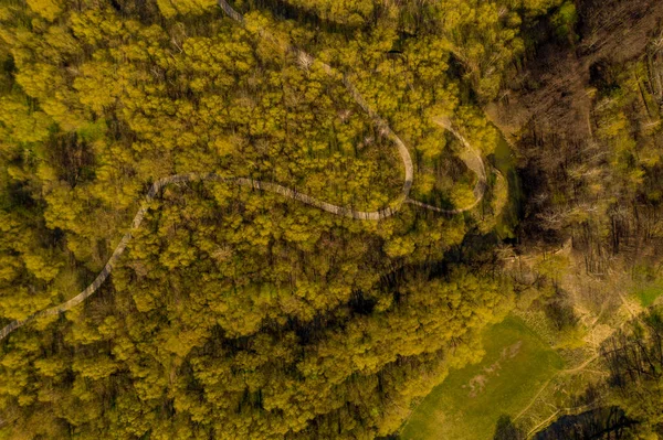 Vista Panorámica Ciudad Con Casas Carreteras Con Lago Tomado Quadrocopter —  Fotos de Stock