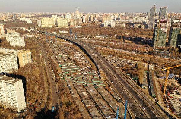 crossroads intersections and highways freed from a quadrocopter