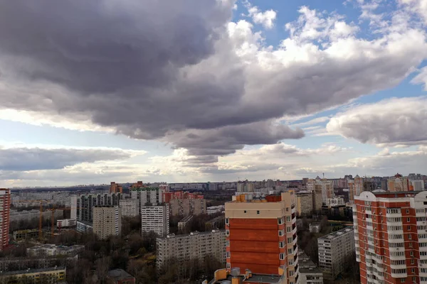 Панорамний Вид Місто Будинками Дорогами Взятими Квадрокоптера — стокове фото