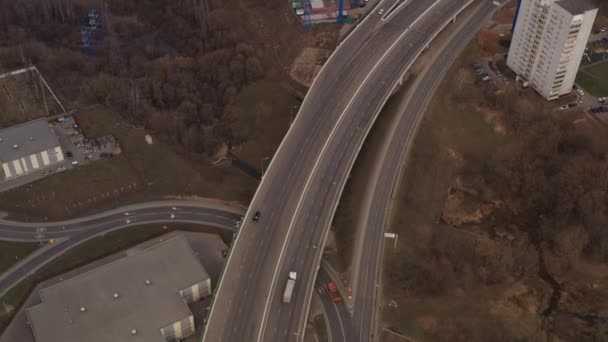 Vistas Panorâmicas Junções Rodoviárias Auto Estradas Uma Grande Cidade Filmada — Vídeo de Stock