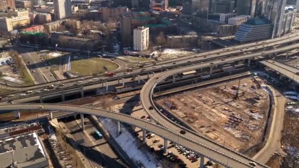 Panoramabilder Von Straßenkreuzungen Und Autobahnen Einer Großstadt Gefilmt Von Einer — Stockvideo