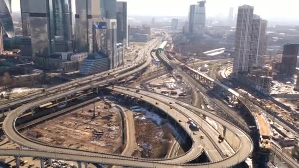 Vedere Panoramică Intersecțiile Rutiere Autostrăzile Unui Oraș Mare Filmat Dintr — Videoclip de stoc