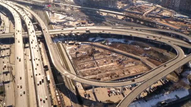 Panoramabilder Von Straßenkreuzungen Und Autobahnen Einer Großstadt Gefilmt Von Einer — Stockvideo