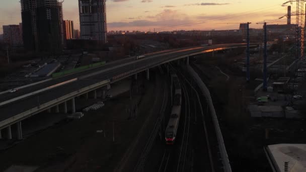 Panoramiczne Widoki Skrzyżowania Dróg Autostrady Usunięte Drona — Wideo stockowe