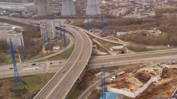 Panoramatický Výhled Silniční Křižovatky Dálnice Odstraněné Dronu — Stock video