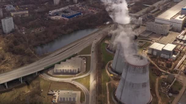 Vista Panoramica Industriale Una Grande Città Filmata Drone — Video Stock