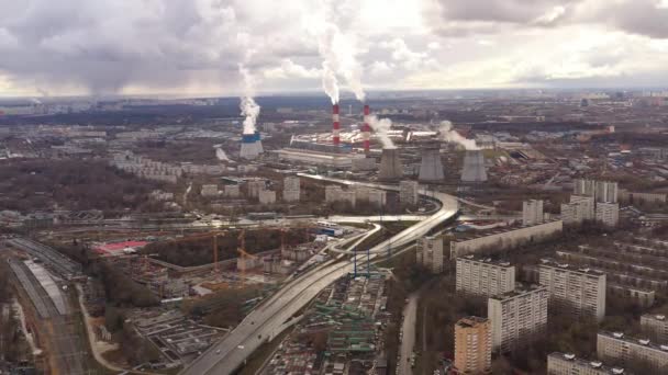 Vista Panoramica Industriale Una Grande Città Filmata Drone — Video Stock