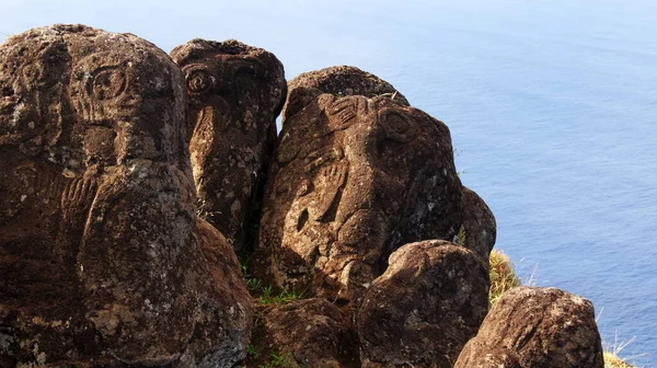 Antiguas Pinturas Rupestres Con Animales Místicos Isla Pascua — Foto de Stock