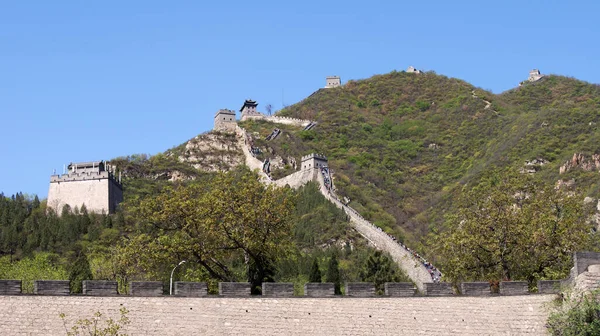 Μεγάλο Τείχος Της Κίνας Πύργους Και Ναούς — Φωτογραφία Αρχείου