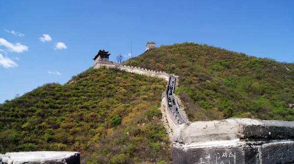 Μεγάλο Τείχος Της Κίνας Πύργους Και Ναούς — Φωτογραφία Αρχείου