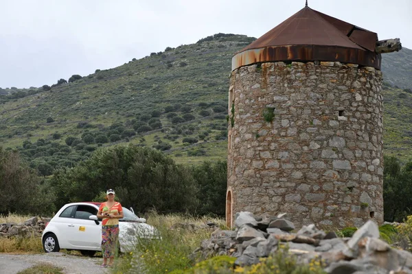 Las Orgullosas Ruinas Antiguos Molinos Junto Mar Isla — Foto de Stock