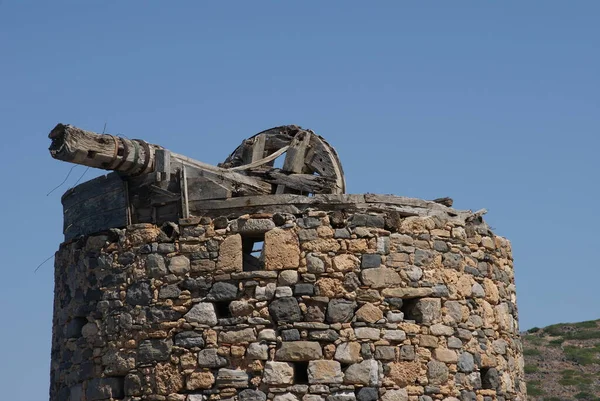 Ruinas Antiguos Molinos Adornan Paisaje Isla — Foto de Stock