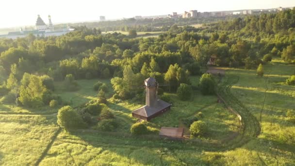 Vue Panoramique Sur Moulin Monastère Aube Filmée Partir Drone — Video
