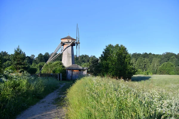 Wooden Vintage Mill Early Summer Morning Sunrise — Stock Photo, Image