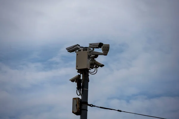 Complex Security Cameras Recreation Park Sky — Stock Photo, Image