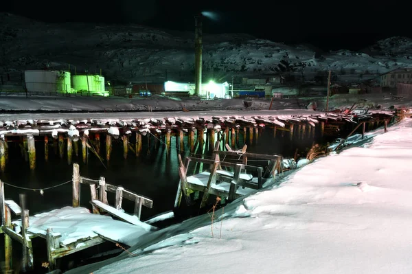 Hipnotizante Áspero Inverno Paisagens Ártico Noite Inpolar — Fotografia de Stock
