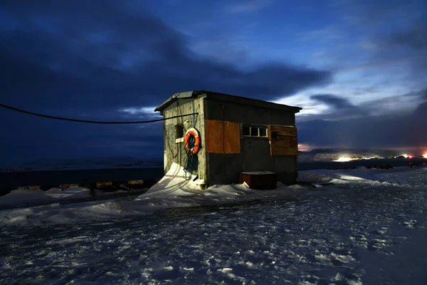 Μαγευτική Τραχιά Χειμερινά Τοπία Της Αρκτικής Διπολικής Νύχτας — Φωτογραφία Αρχείου
