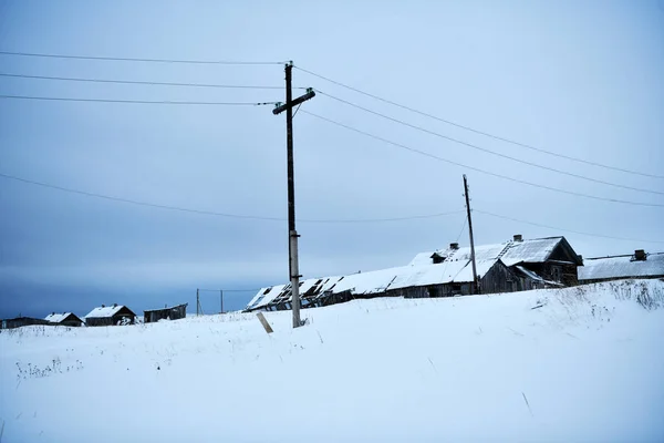 Bylandskap Vintern Polarnatt Arktis — Stockfoto