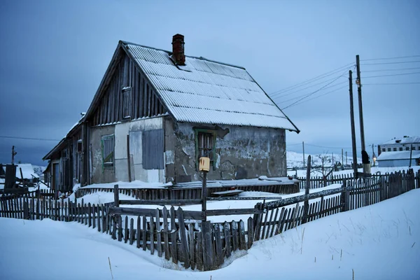 Dorpslandschappen Winter Een Poolnacht Noordpool — Stockfoto