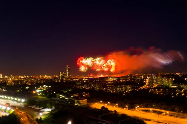 Fogos Artifício Cor Festivos Grande Cidade Tarde — Fotografia de Stock