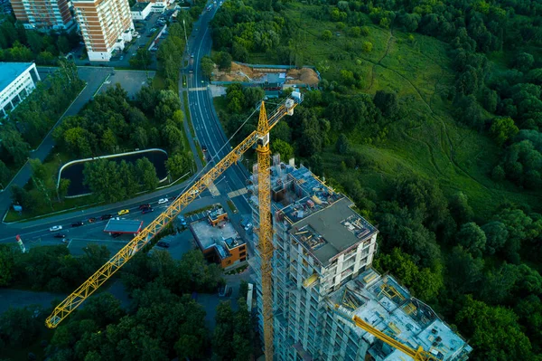 Panoramisch Uitzicht Grote Stad Gefilmd Vanaf Een Drone — Stockfoto