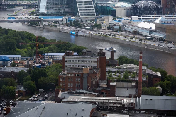 Une Vue Une Grande Ville Travers Fenêtre Vous Pouvez Voir — Photo