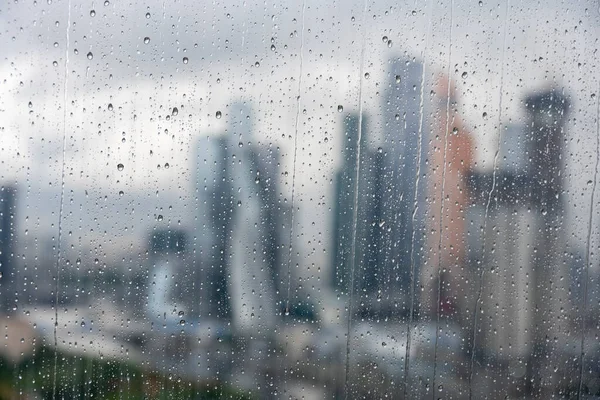 View Big City Window You Can See Rain — стоковое фото