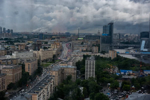 View Big City Window You Can See Rain — стоковое фото